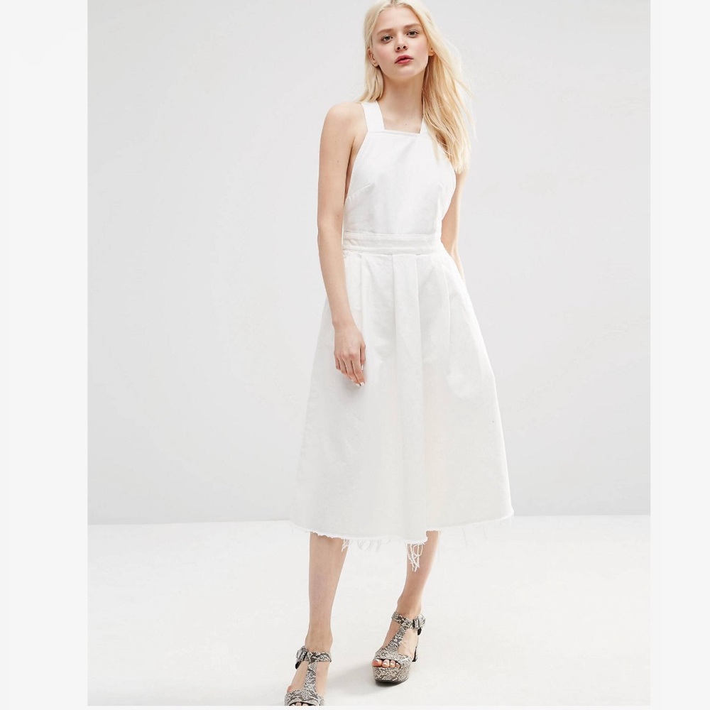 Asos Denim Criss Back Midi Dress